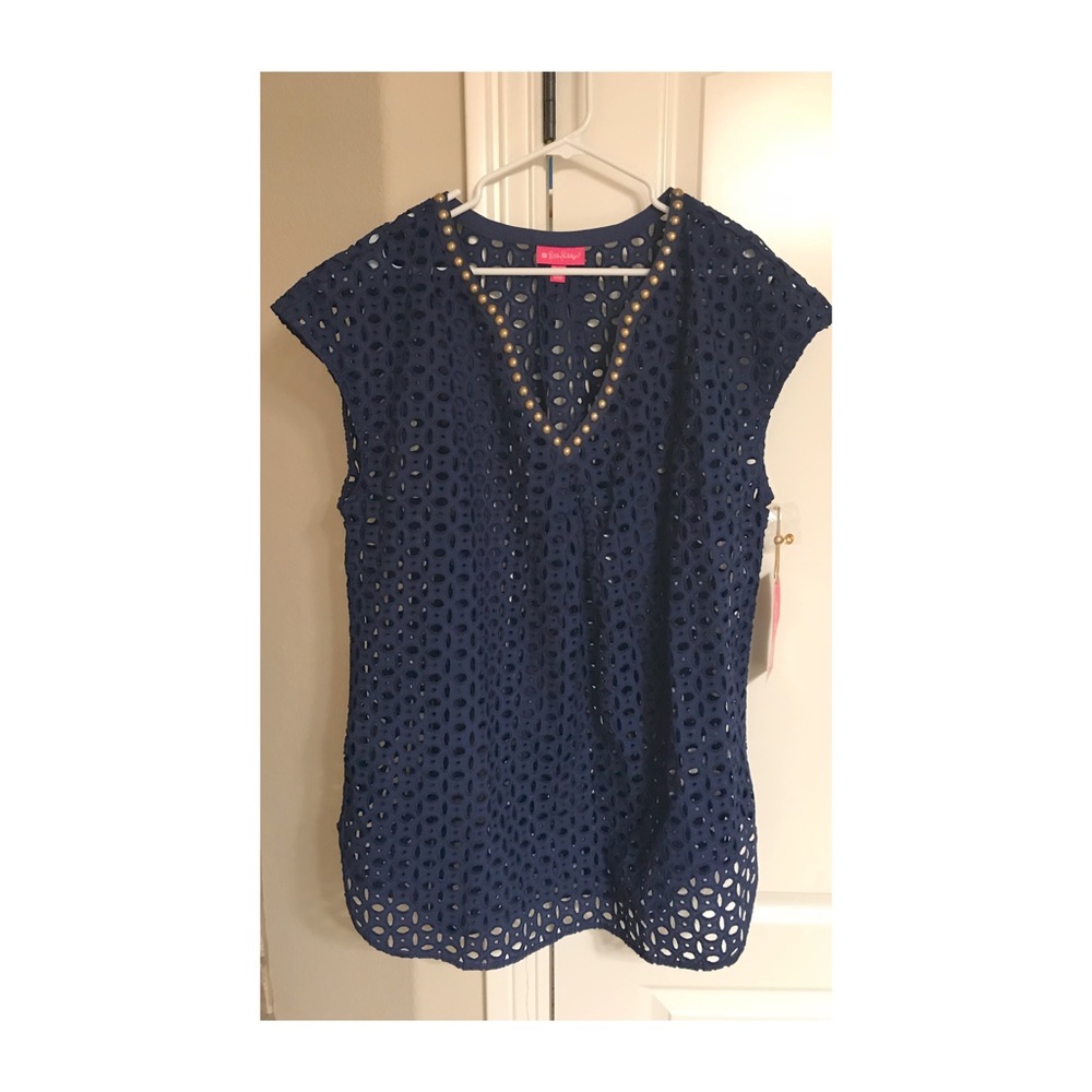 Lilly Pulitzer for Target Navy Eyelet coverup XXL
